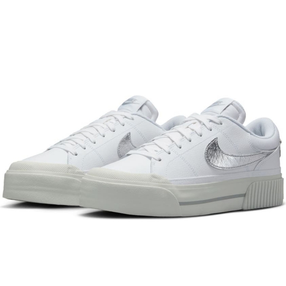 Nike Shoes - NEW IN BOX Nike Court Legacy Lift Platform White Silver Bone